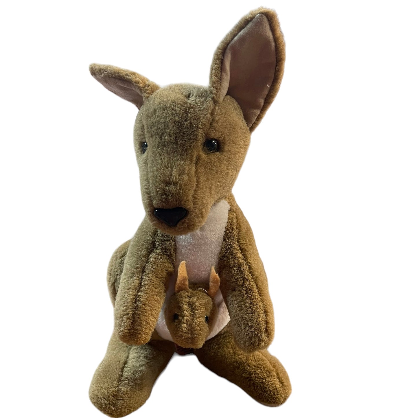 Realistic Corroboree Mama Kangaroo and Joey 16" Plush Caramel & White Stuffed Animal