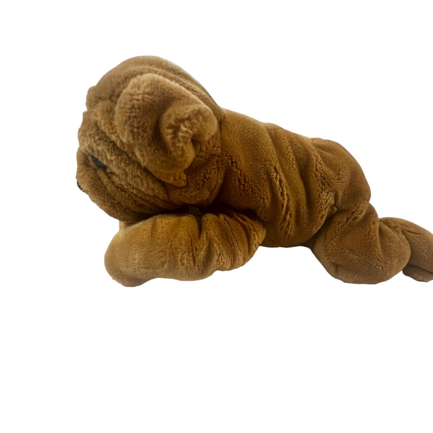 Shar Pei Wrinkles Realistic Stuffed Plush Dog,  Glass Eyes, 14"  GUC