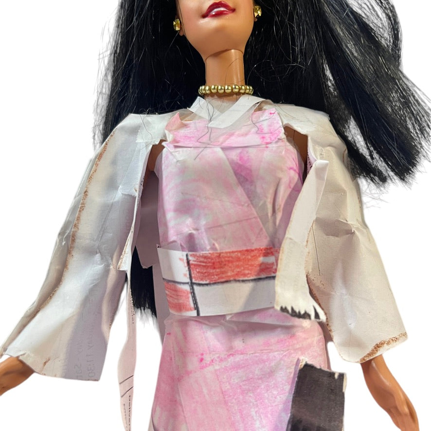 Gorgeous Vintage Indian Barbie,Vermillion Bindi, Luxurious Black Hair, Jewellery & Ingenious Paper Clothing