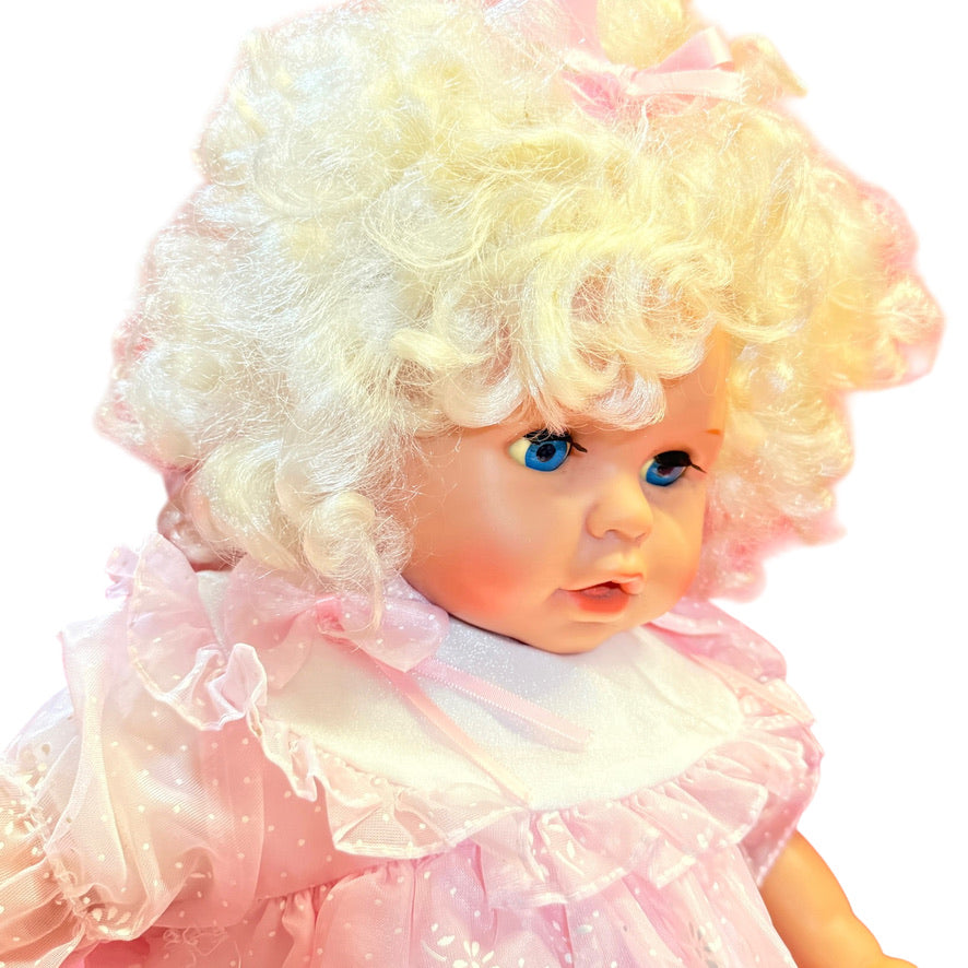 Lovely Platinum Haired 20" Realistic Baby/Toddler Doll, Blue Open/Shut Eyes & Two Tiny Teeth!