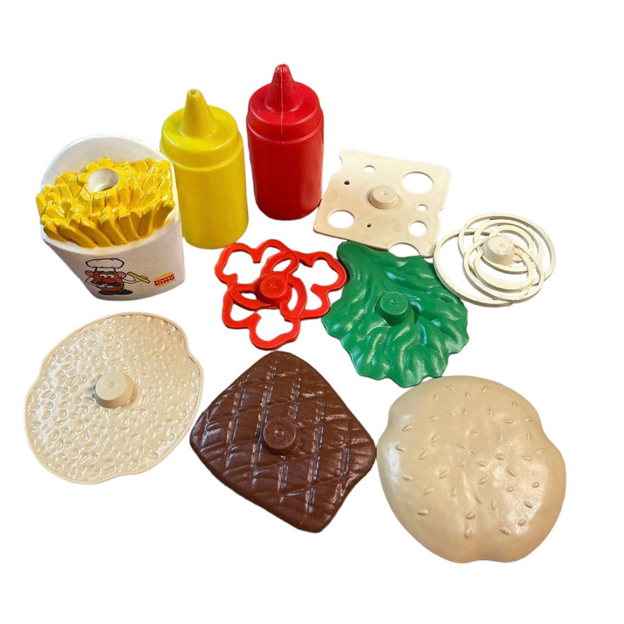 Vintage Fast Food Toys Including Burger King Fries & a Fun Burger to Assemble!