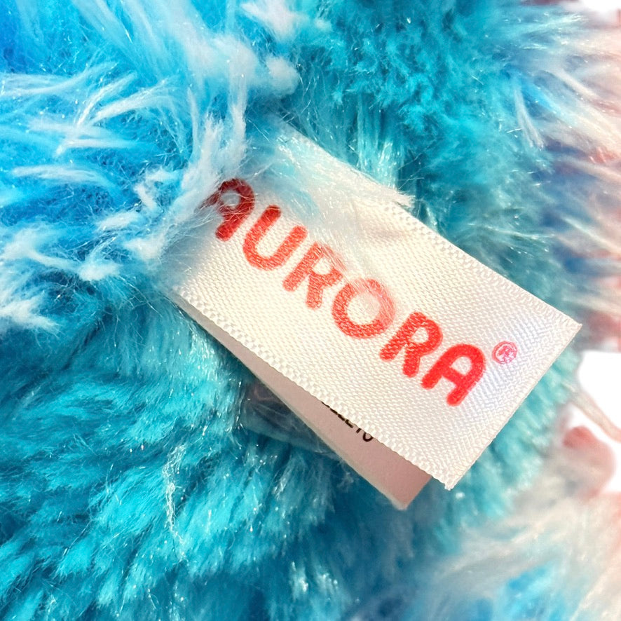 Aurora Turquoise Frosted Variegated  Shaggy Stegosaurus Plush, 10" Seated, Bead Eyes in EUC