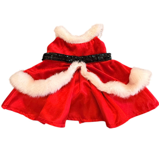 Build-a-Bear Christmas Dress, Red Velvet with White 'Fur' Trim &  Black Sparkly Sequins! GUC