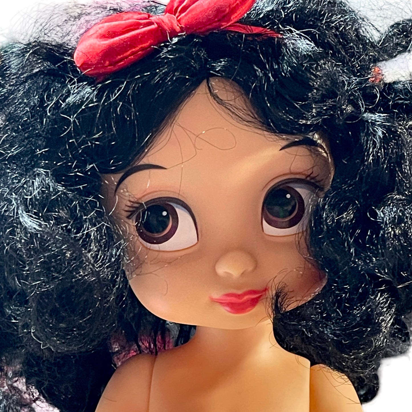 Disney Snow White 15" Animator Princess Toddler Doll, Huge Brown Eyes, Black Hair & Print Dress