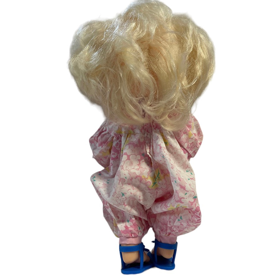 Baby Alive Vinyl 13" Doll Blond Blue Eyed Darling with Pretty Blue Sandals!