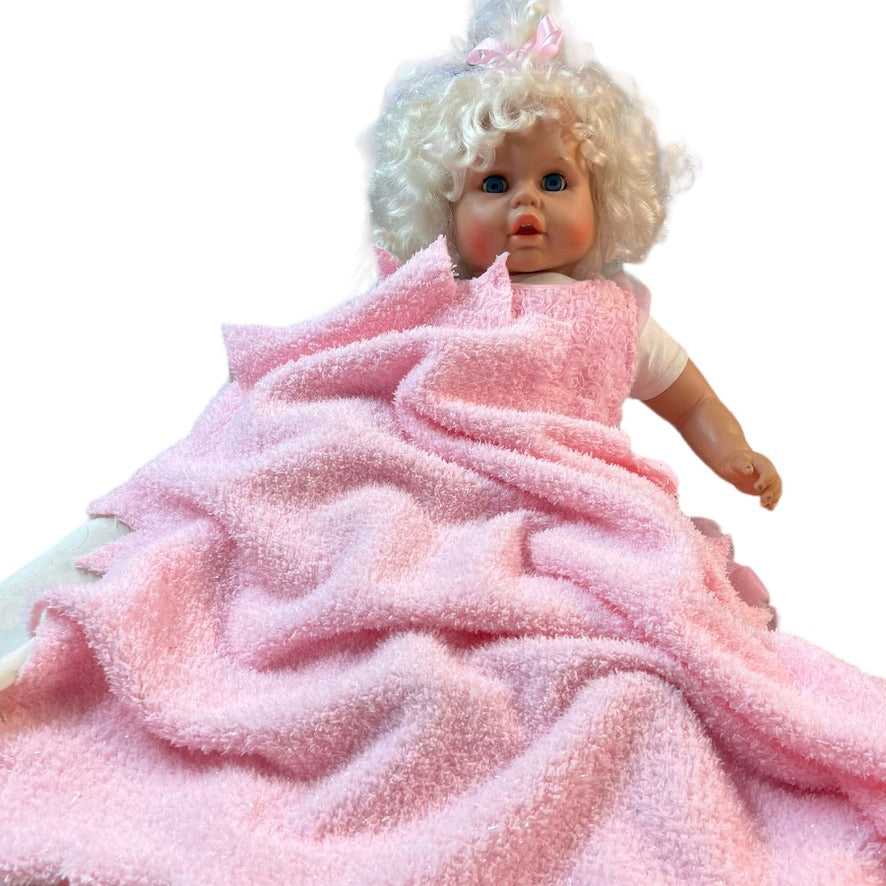 Exquisite 20" Blond Blue Eyed Toddler Doll in Pink Ruffled Tulle Dress with Satin Bow