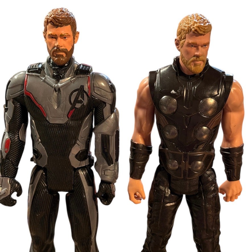 Two Marvel Avengers Titan Hero Series Thor Movie Action Figures in Great Preowned Condition