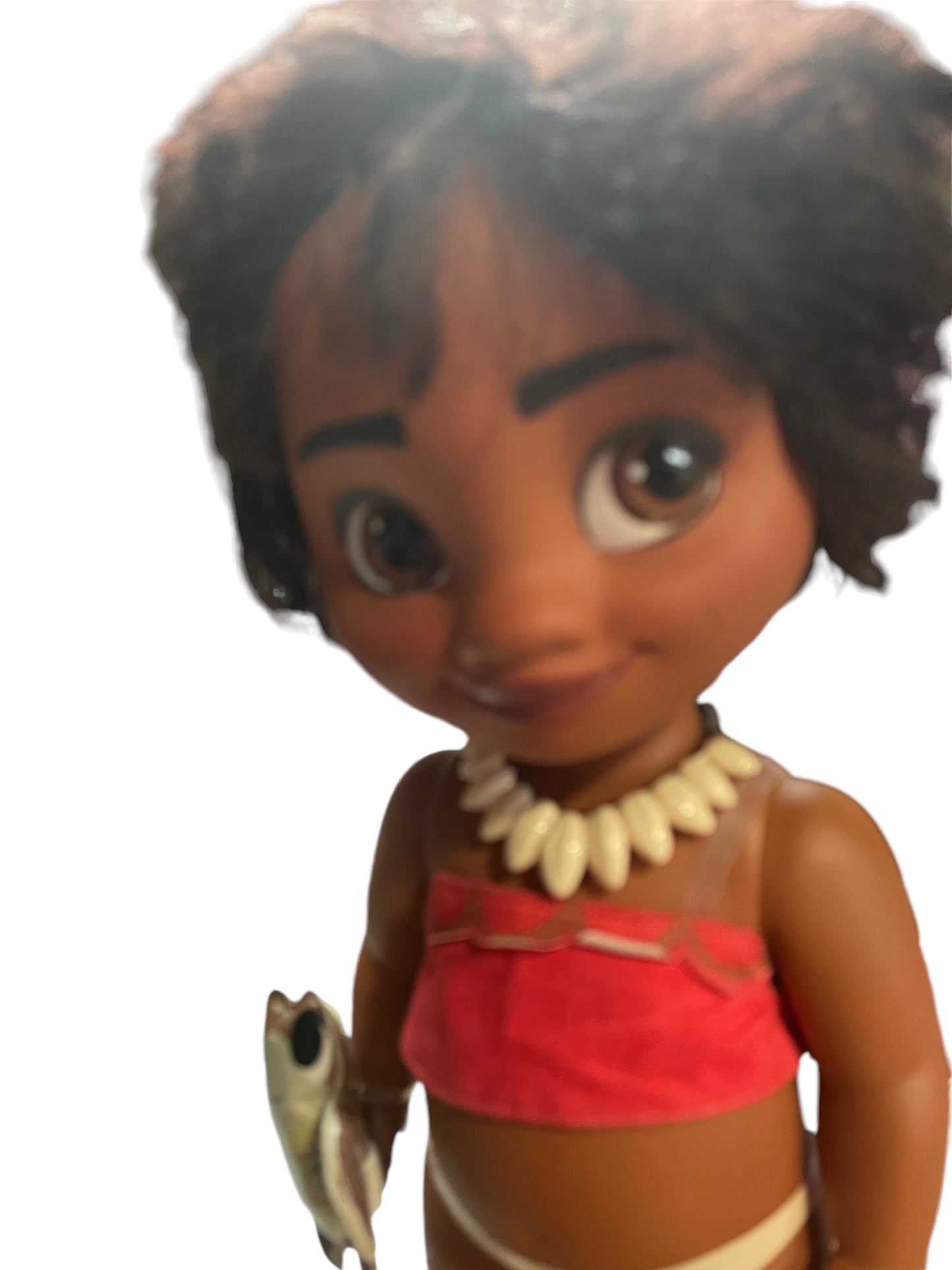 Disney, Moana, 15" Vinyl Doll with Sandy Feet & Black Curly Hair Shell Necklace, Vinyl Turtle