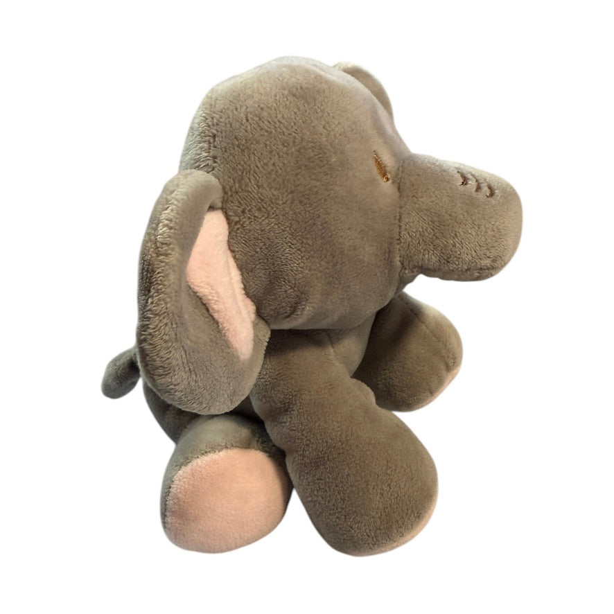 Velvety Grey & Pink KellyToy 8" Stuffed Elephant Plush Lovey Rattle/ Crinkle Toy with Knotted Tail