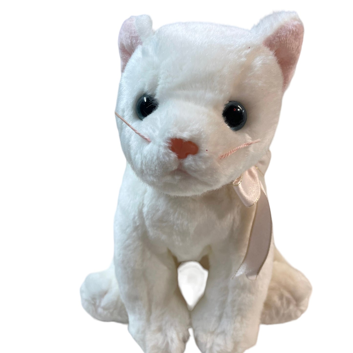 Ty Beanie Buddies Ultra Soft White 11" Blue Eyed Kitten with Pink Nose, Whiskers & ears.