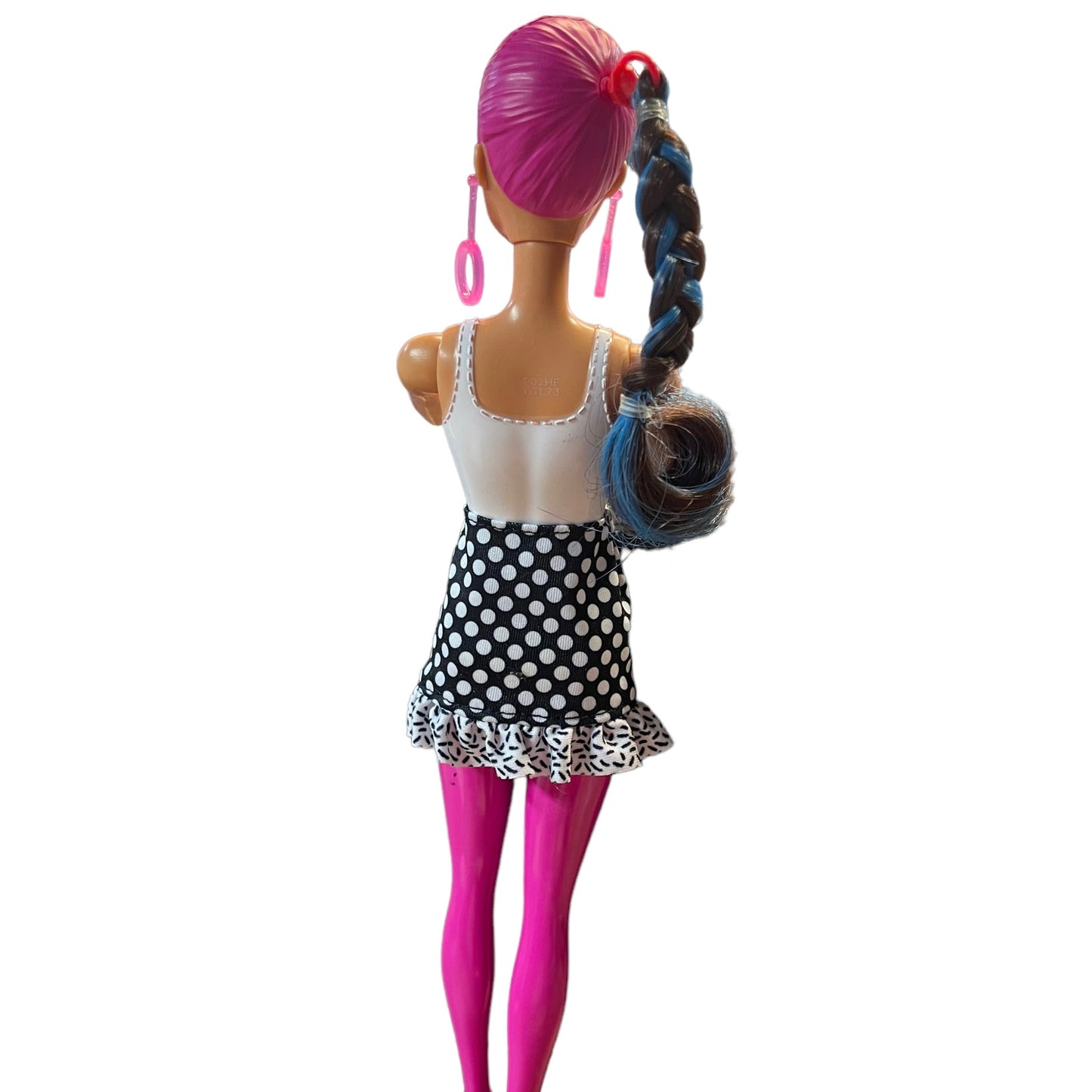 Colour Reveal Barbie Fashion Doll Moulded Pink Hair Earrings & Dotted Skirt