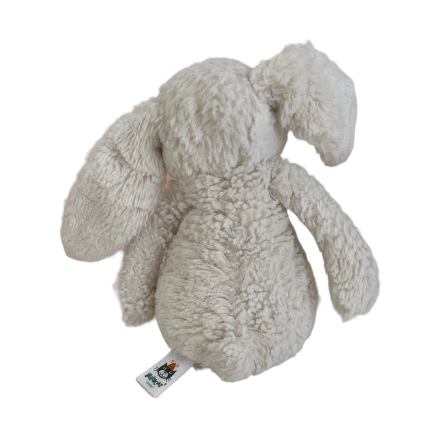 Jellycat Bashful Bunny, White with Polka Dot Ears & Fluffy Tail 7.5" GUC