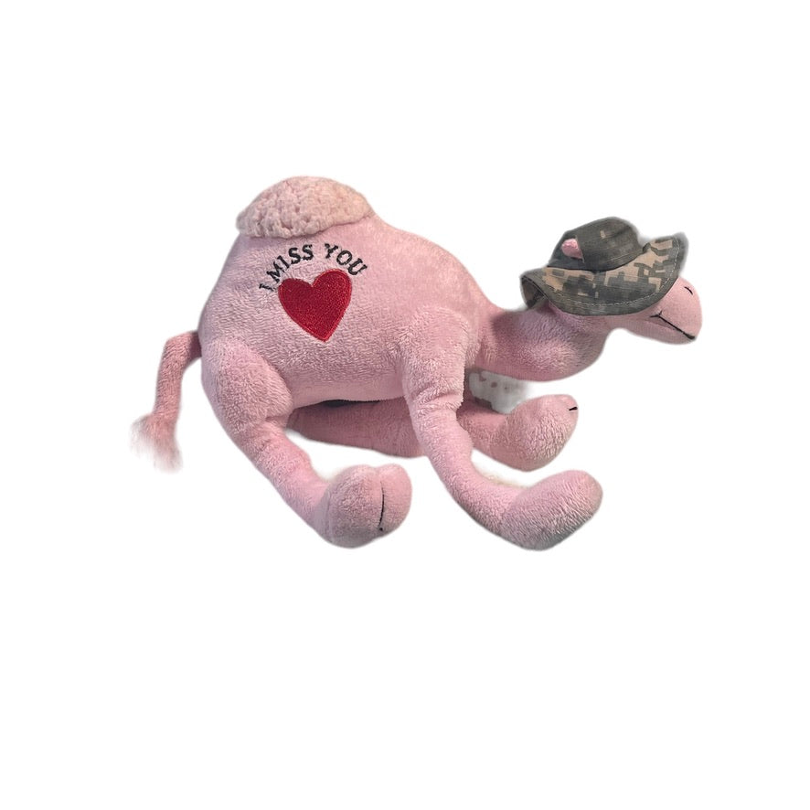 Military Baby Camel, 'I Miss You' Pink Stuffed Animal, Camo Sun Hat, Kuwait Naval Base