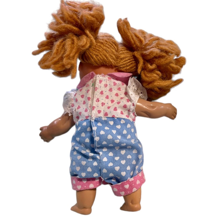 Sweet Baby Doll, 6.5" Caramel Yarn Hair & Soft Body with Cute Vintage Romper Faded Tag