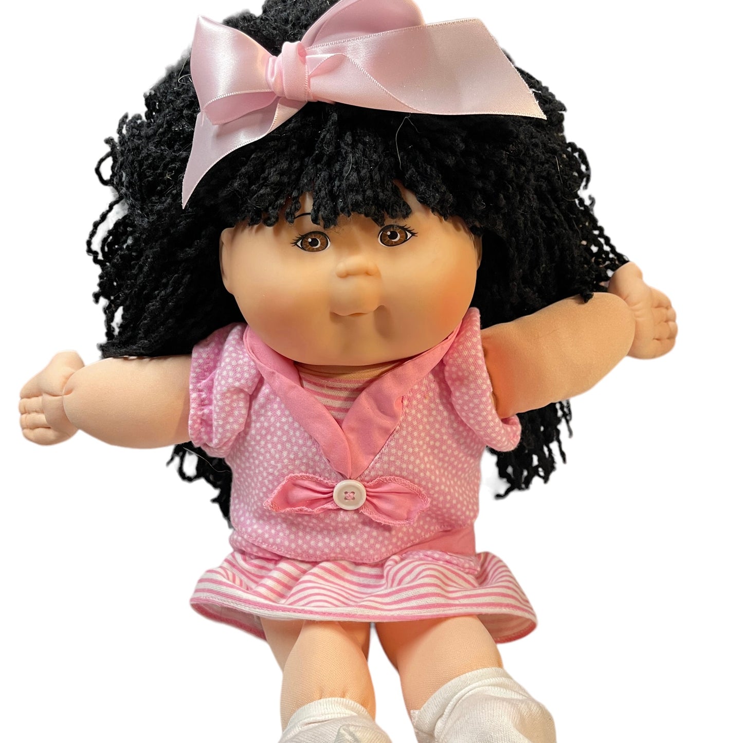 Cabbage Patch Doll with  Black Yarn Hair, Brown Eyes, Original Clothing & Fragrance EUC