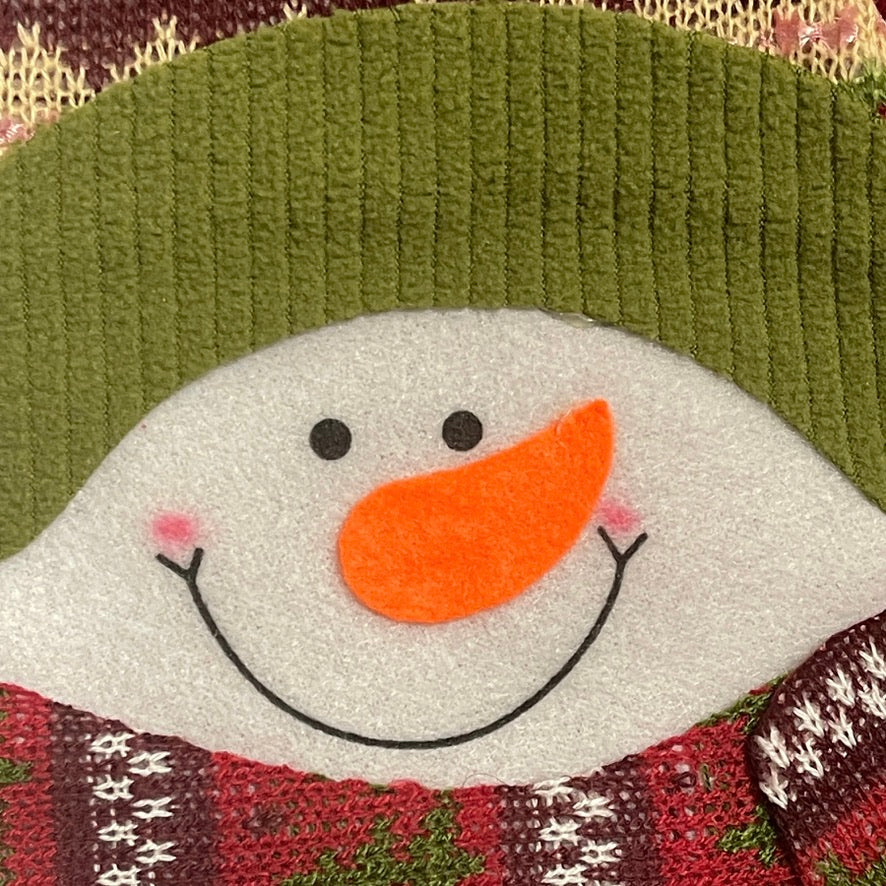 Cheerful Snowman Christmas Stocking with Woven  Knit Cuff, Hat and Scarf - So Cute!