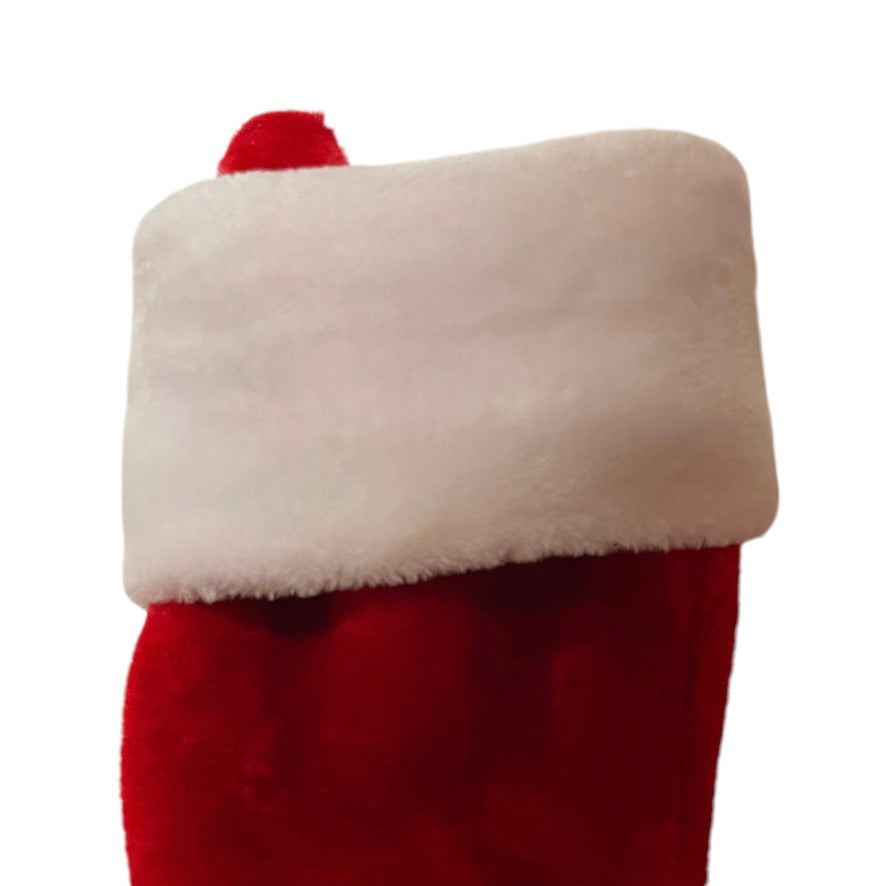 Luxurious Classic Red Plush Christmas Stocking, 18" Long, 10" Foot in GUC