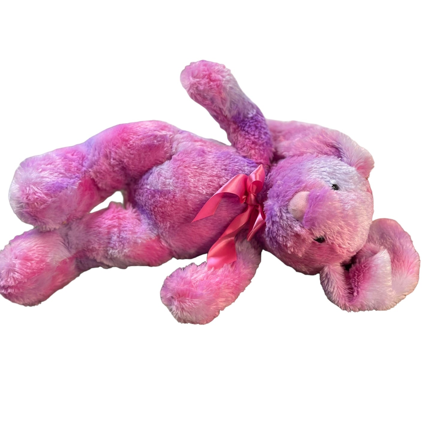 Kellytoy 19" Long Eared Bunny Pink/Purple TieDye Plush Pink Bow Tag Removed GUC