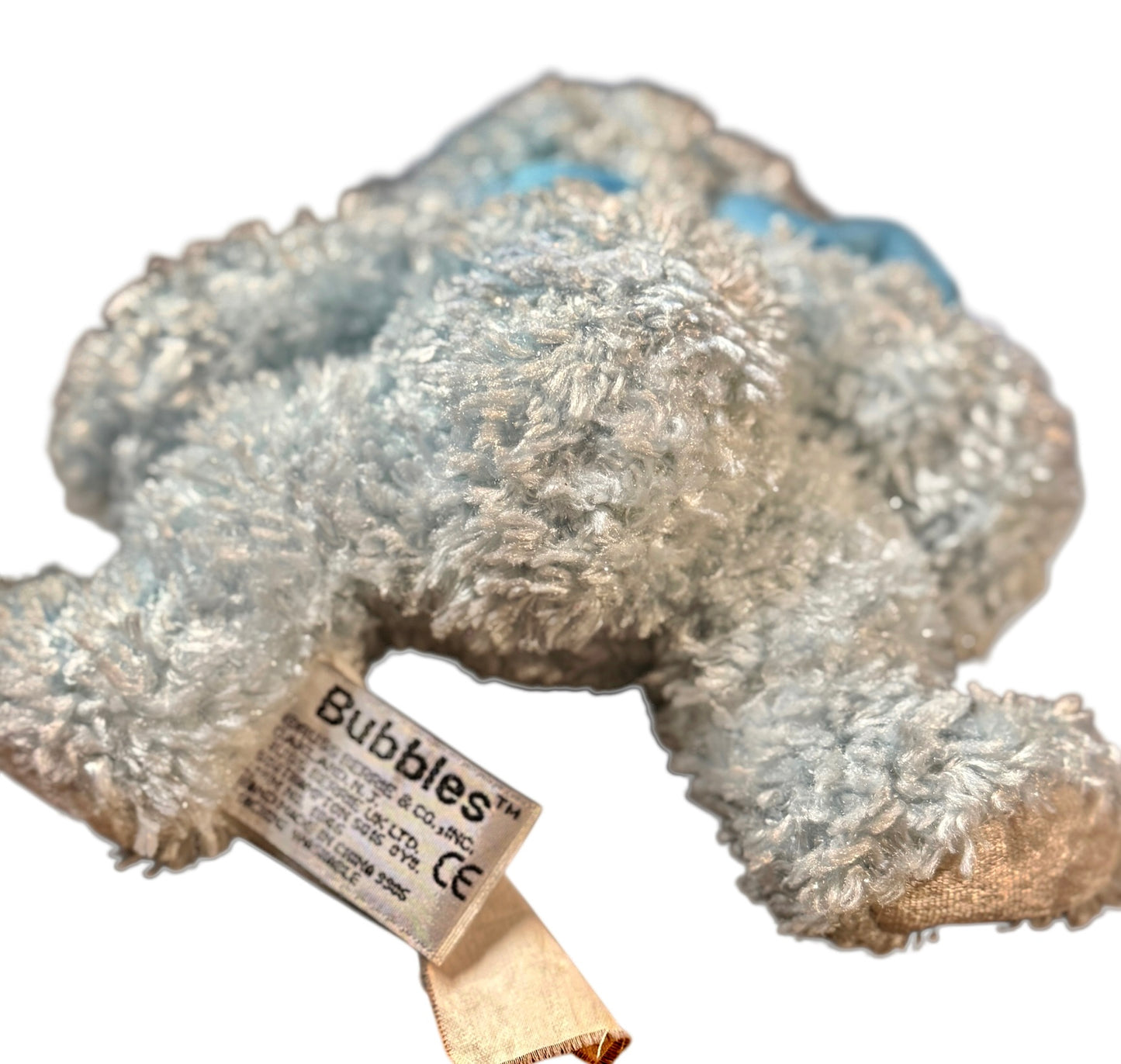 Russ Berrie Light Blue Sparkly Teddy Bear, 'Bubbles' a 5" Plush with Satin Feet  & Chiffon Bow