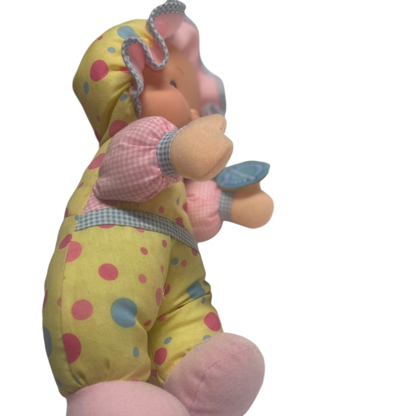 Goldberger Baby's First Kisses Plush & Vinyl Baby Doll  Soft Pastel Polka Dot & Gingham- Working!