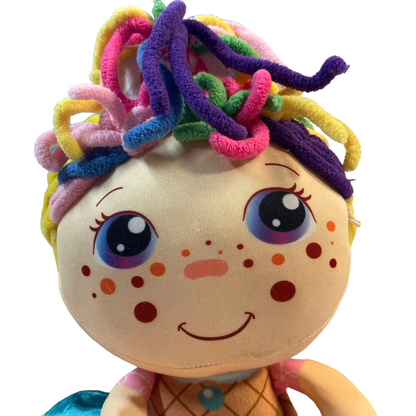 Flip Zee Girls Zandy Candy Sweet & Cuddly 17" 2-in-1 Plush Doll Rainbow Colours