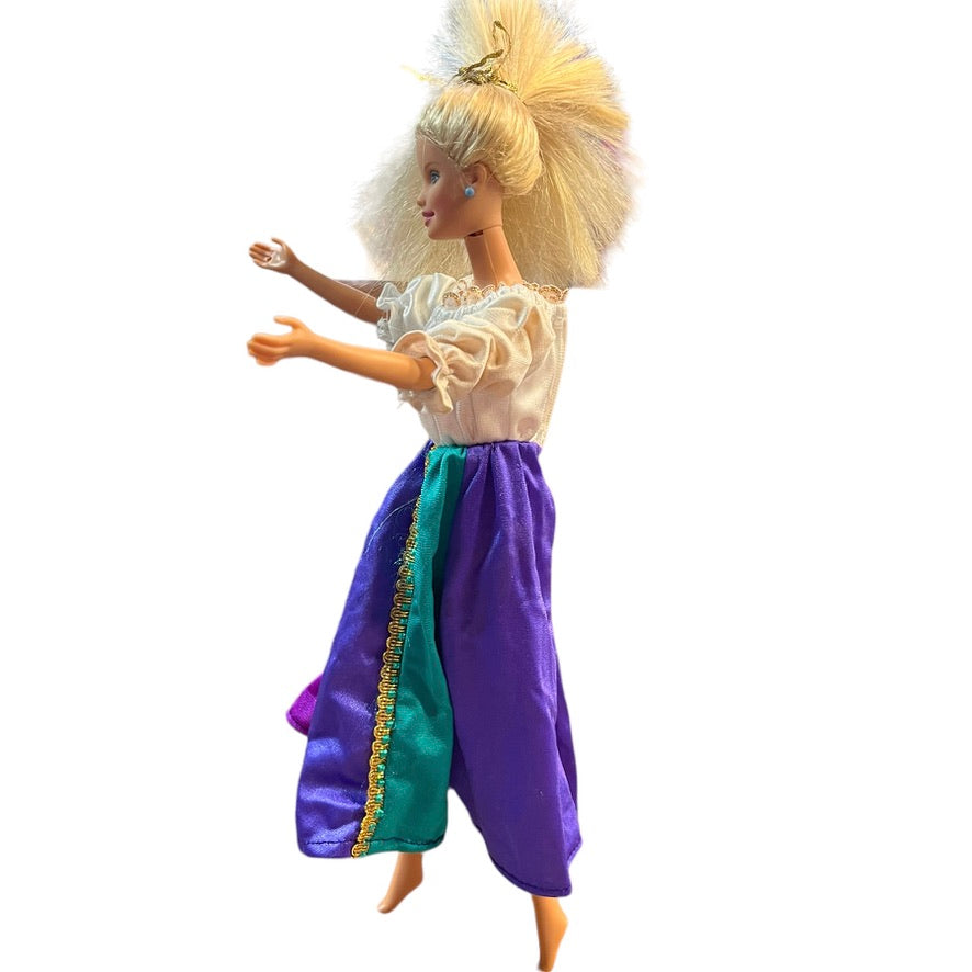 Vintager Barbie in Peasant Blouse, Silky Skirt, Blond & Blue eyed. Good Played With Condition