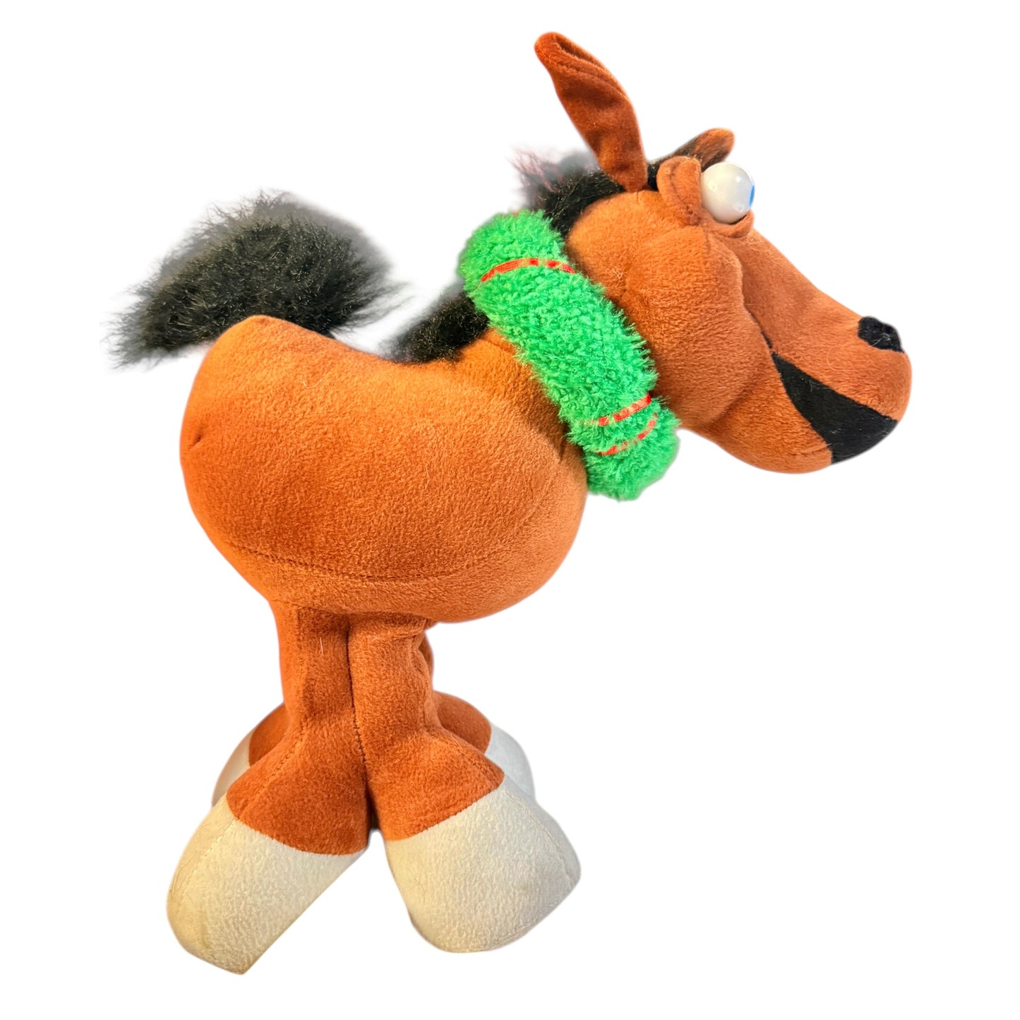 Beverly Hills Teddy Bear Co. Big Eyed Horse Plush with Musical Christmas Wreath with Lights