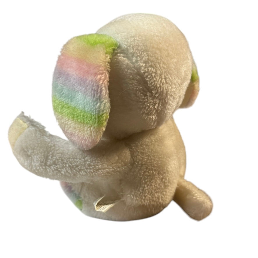 Sweet Vintage Puppy, Cream with Black Eyes and Nose, Pretty Pastel Rainbow Ears & Feet