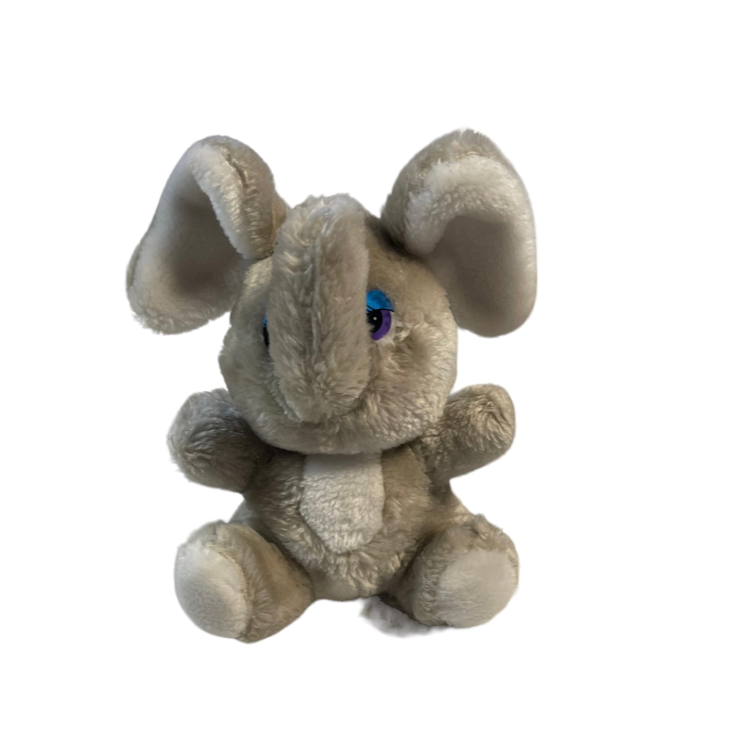 Best Made Grey Vintage Toy Elephant, Trunk Up, Plastic Blue Eyes, 8" Adorable Cuddly Lovey Stuffed Plush