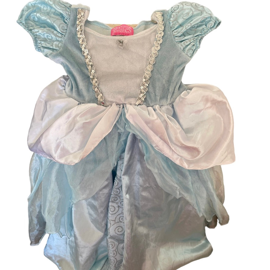 Storybook Wishes Classic Blue Cinderella Ballgown, Chiffon & Satin Overskirts and Silver Trim GUC