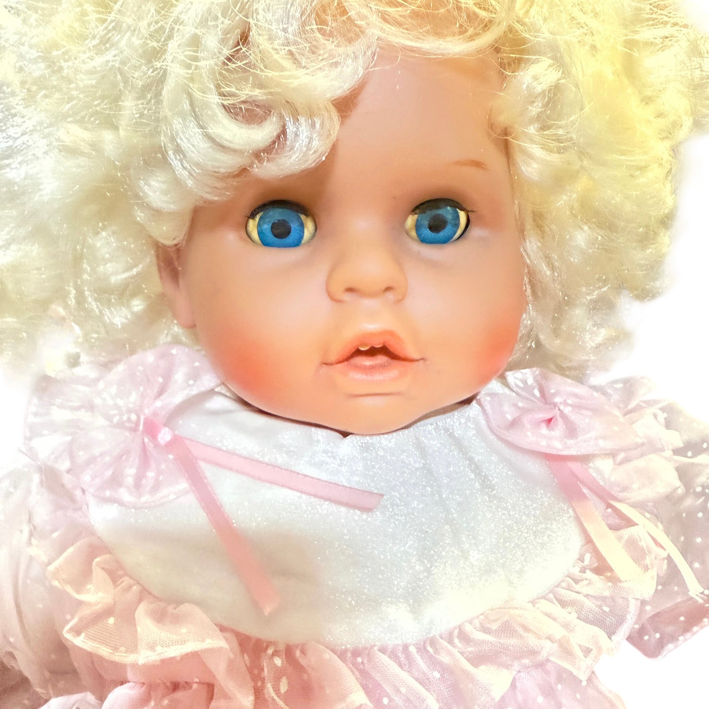 Lovely Platinum Haired 20" Realistic Baby/Toddler Doll, Blue Open/Shut Eyes & Two Tiny Teeth!