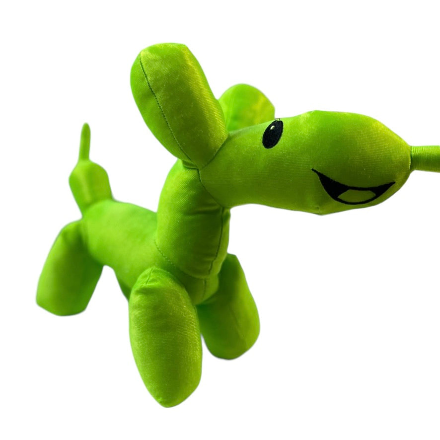 Balloon Animal Dogs, Lot  of 2 Nylon NANCO Neon Green Plush Toys in EUC