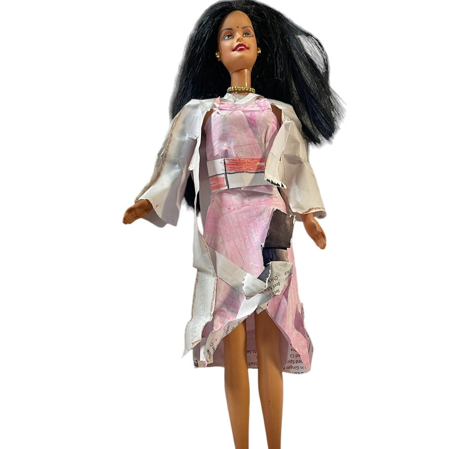 Gorgeous Vintage Indian Barbie,Vermillion Bindi, Luxurious Black Hair, Jewellery & Ingenious Paper Clothing