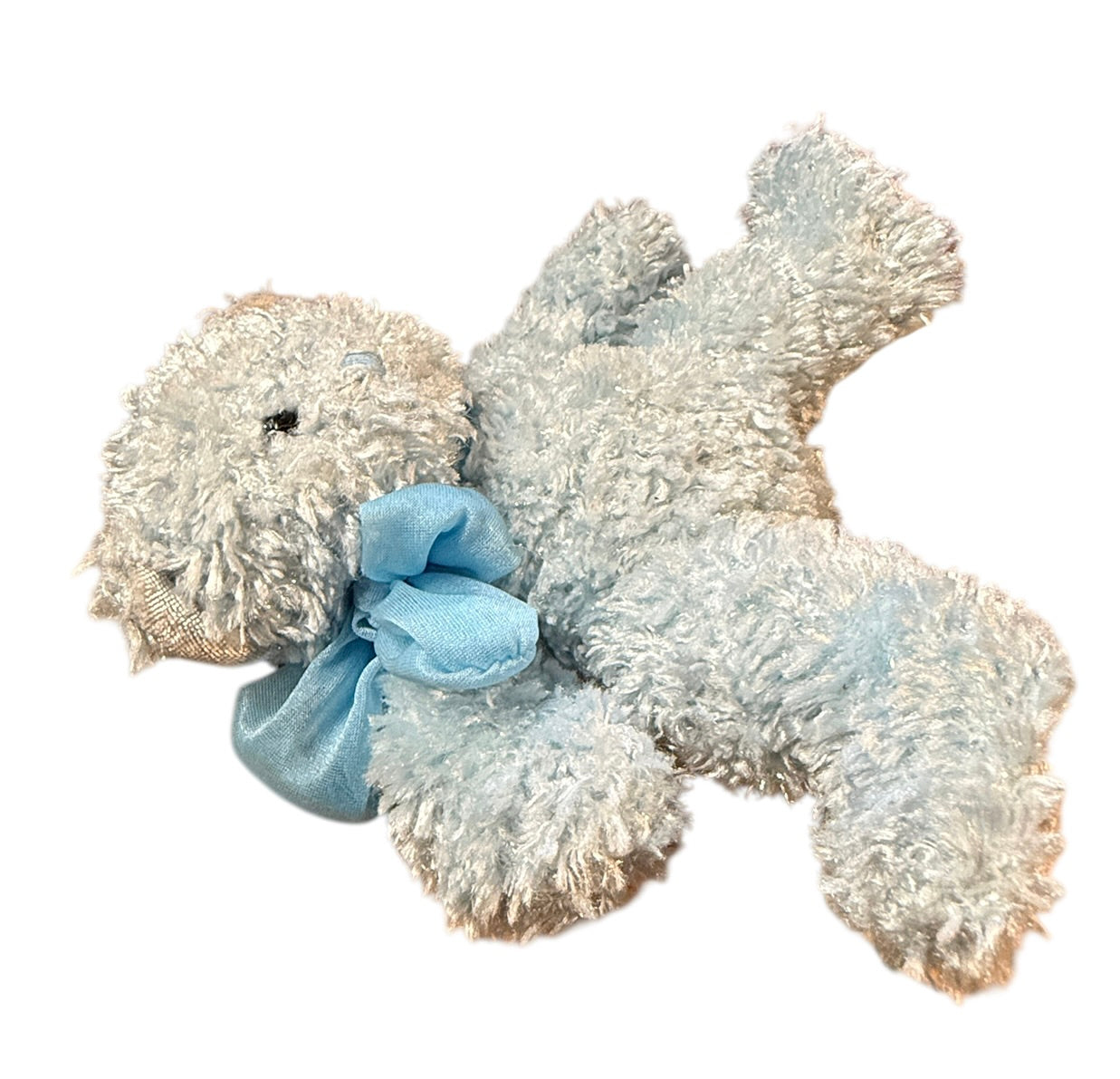 Russ Berrie Light Blue Sparkly Teddy Bear, 'Bubbles' a 5" Plush with Satin Feet  & Chiffon Bow