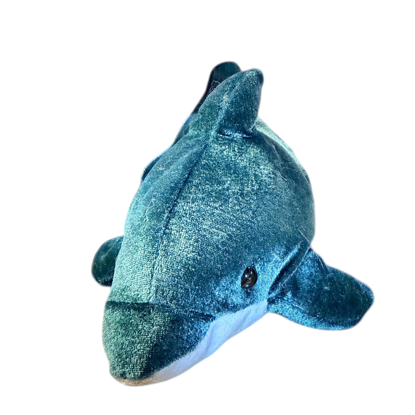 SeaWorld Shimmery Teal 9" Dolphin Plush Stuffed Animal Toy in Good Preowned Condition