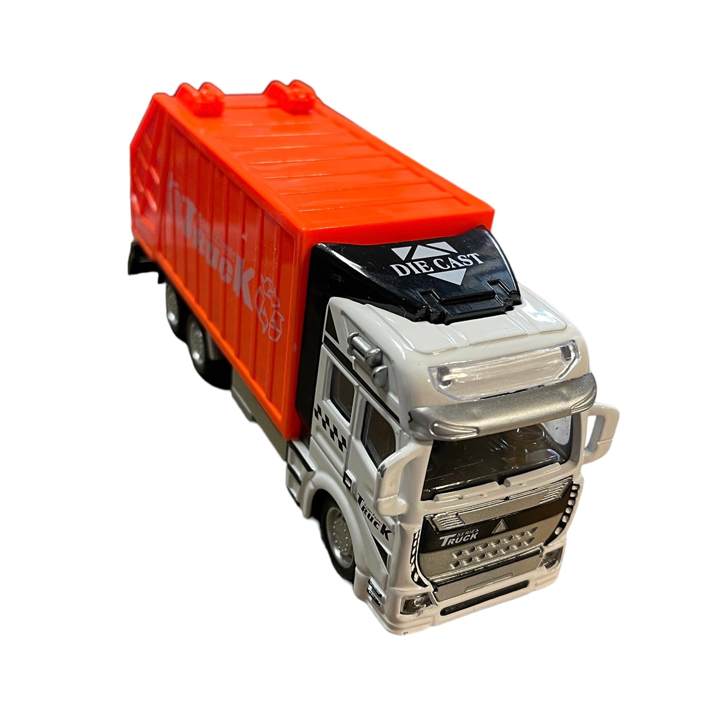 Orange Super Power 1:48 Garbage Truck Die Cast Vehicle in EUC