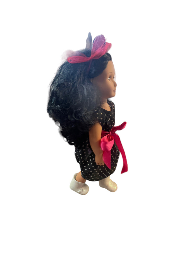 Our Generation Doll by Battat, Beautiful Hispanic/African with Long Luxurious Hair Polka Dot Dress and Shiny Boots