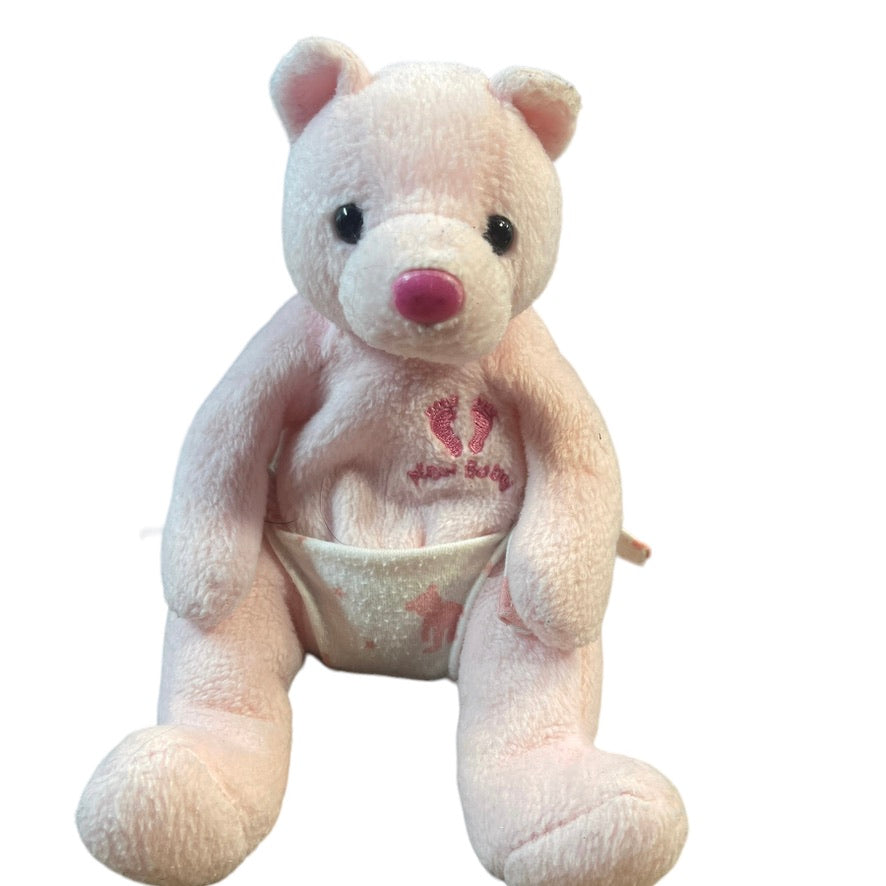 TY Retired Vintage, It"s A Boy! It's a Girl!  Pink & Blue Beanie Babies with Embroidery