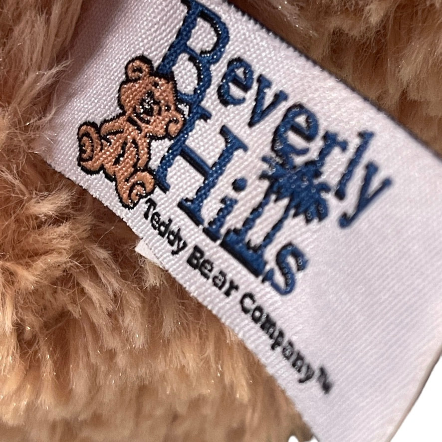 Beverly Hills Teddy Bear Company 11" Fluffy Tan Stuffed Bear with Purple Ear Muffs and Scarf