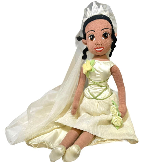 Disney Princess Tiana, The Princess and the Frog 20" Stuffed Plush Bride Doll. EUC