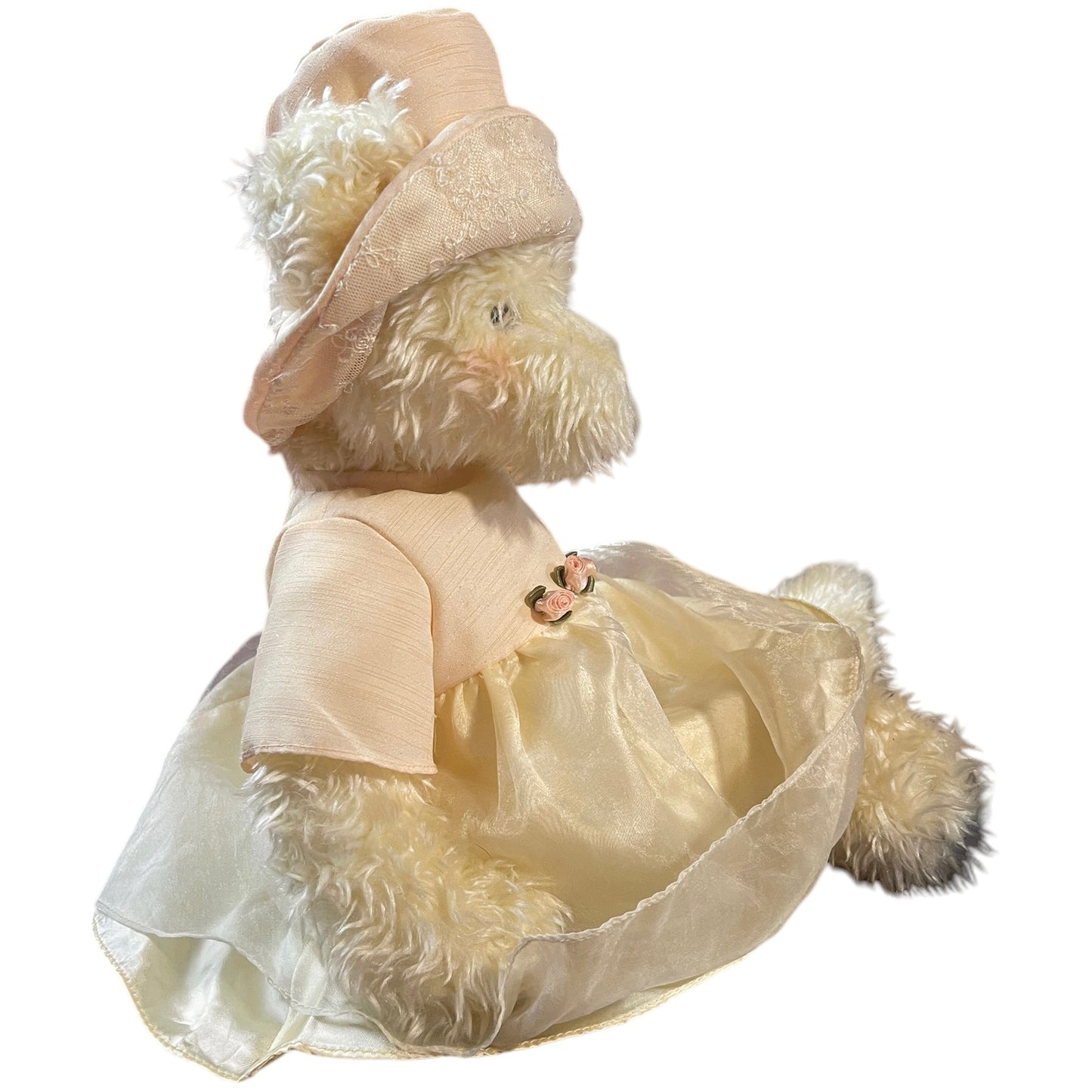 Vintage'Phoebe', Creamy 18" Bear by Russ,  Rosy Cheeks, Corduroy Paws & Original Dress