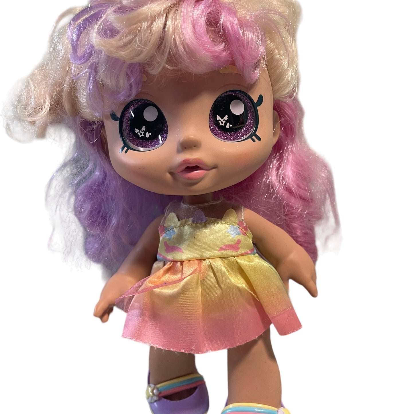 Mystabella, Kindi Kids 10" Preowned Bobbleheaded Doll with Long Pastel Multicoloured Ringlets