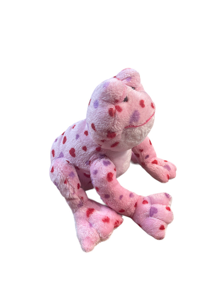 Webkinz 7" Love Frog HM144 Plush Pink Frog with Pink & Red Hearts in GUC No Code