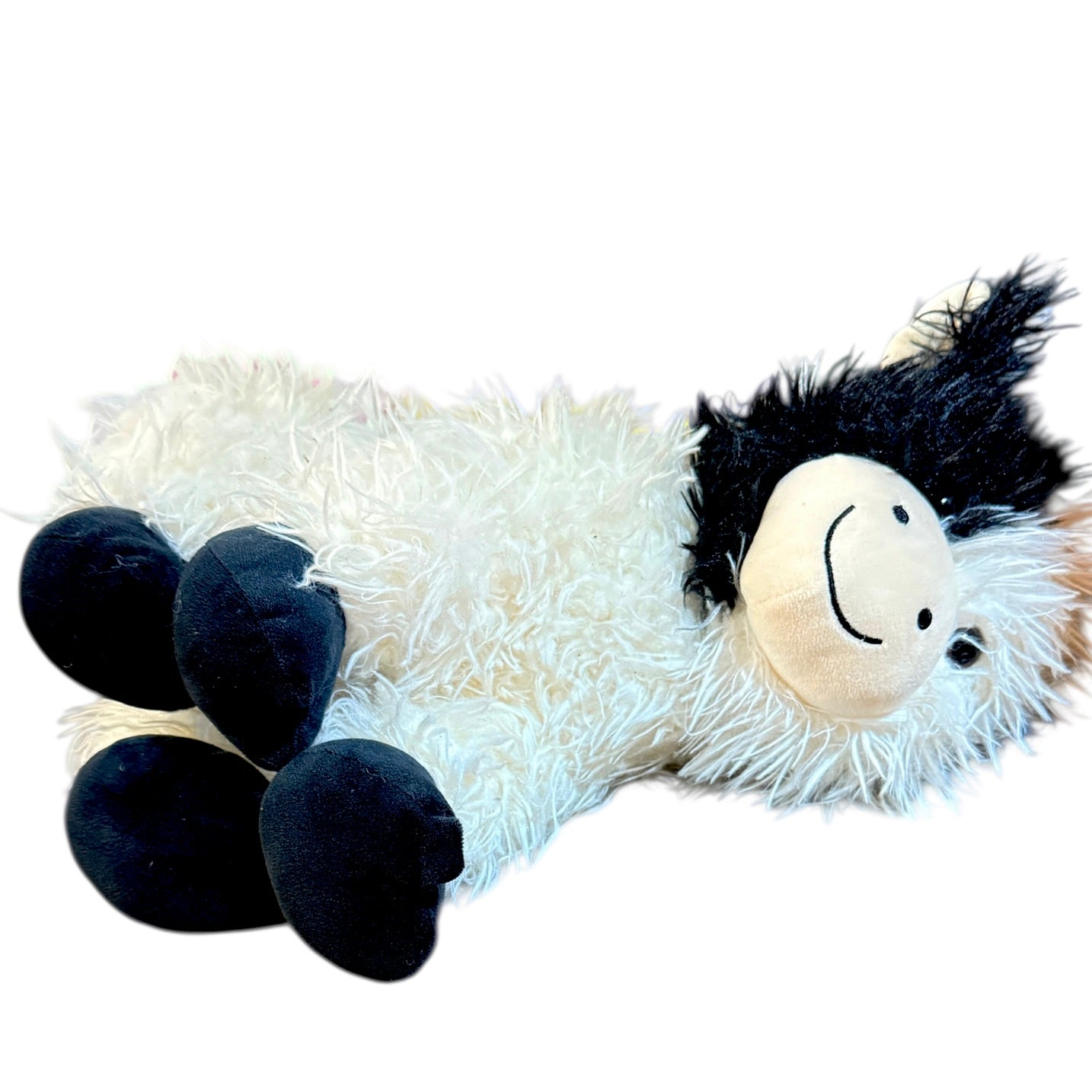 Highland Cow, Shaggy Black & White 15" Stuffed Animal Plush, Stitched Features, Bead Eyes