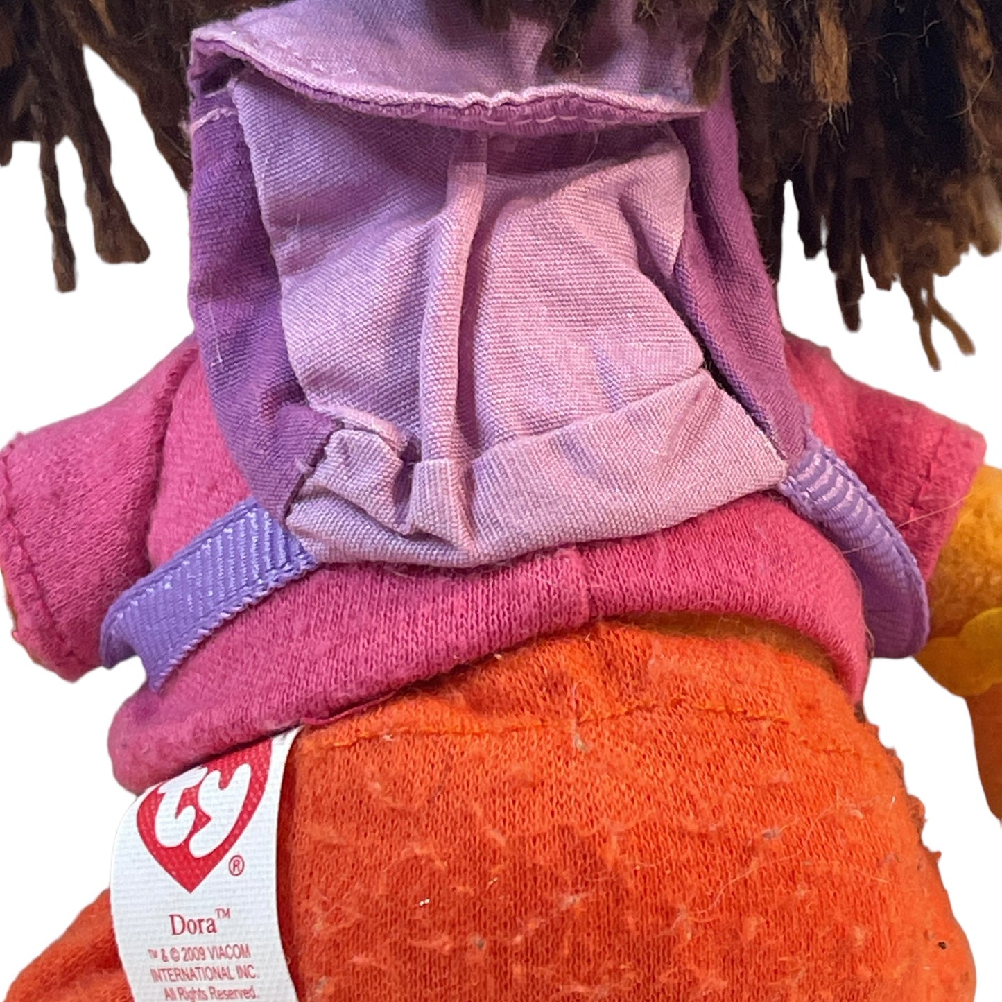 Dora Stuffed Plush Doll, TY 2009 with Backpack, Embroidered Face and Yarn Hair