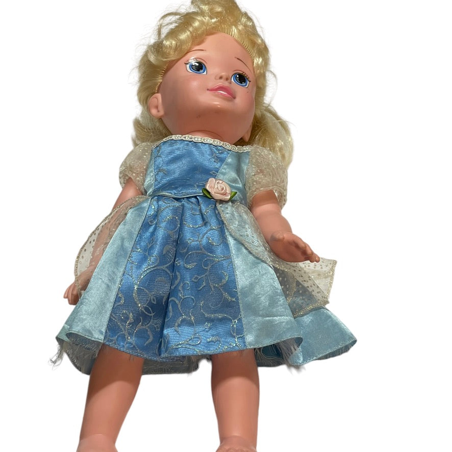 Disney, Jakks Pacific Cinderella 14" Princess Toddler Doll in Original Sparkly Blue Dress, So Pretty!