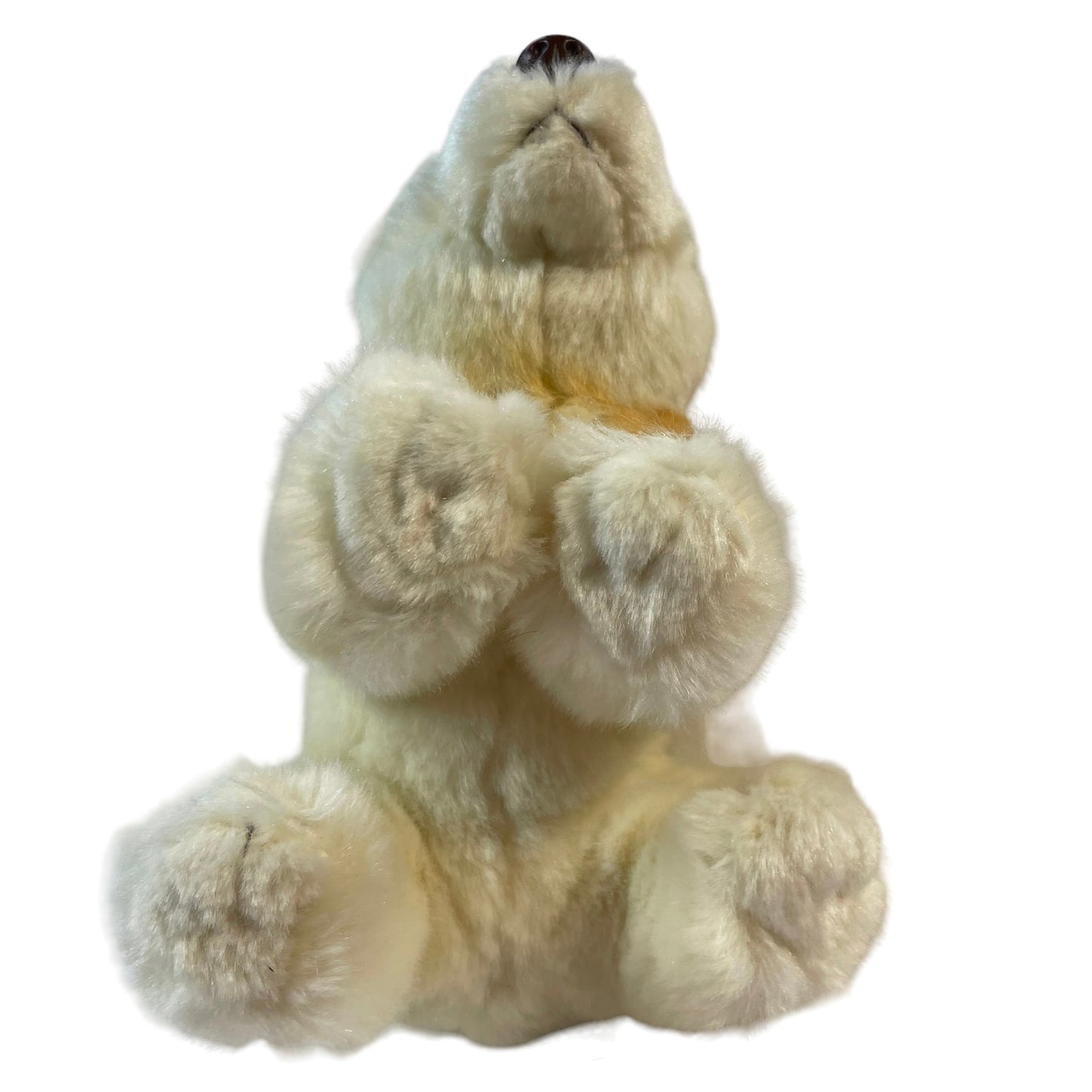 Living Planet White & Caramel Polar Bear Plush, 1986 WWF 9"Blac k Bead Eyes, Plastic Nose