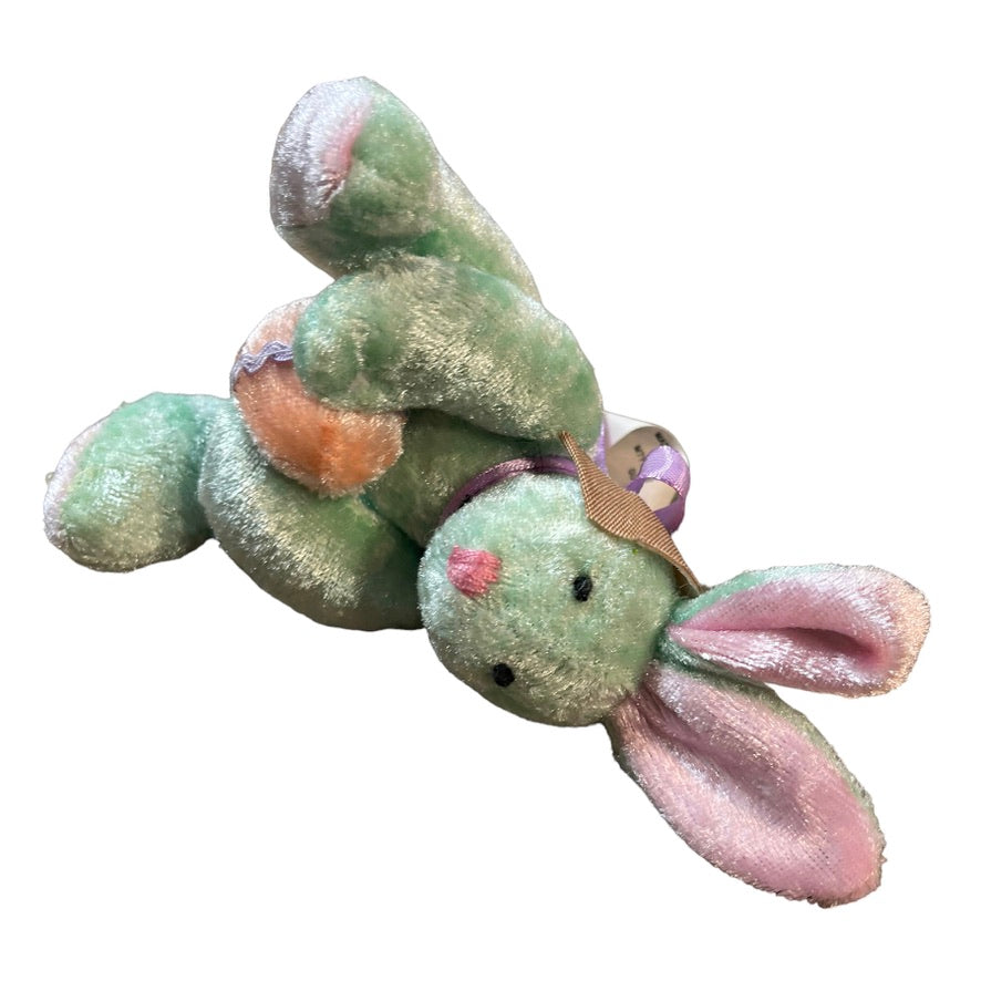 Pastel Colour Block 9" Shaggy Easter Bunny & 5" Green Dandee MTY International Bunny Plush