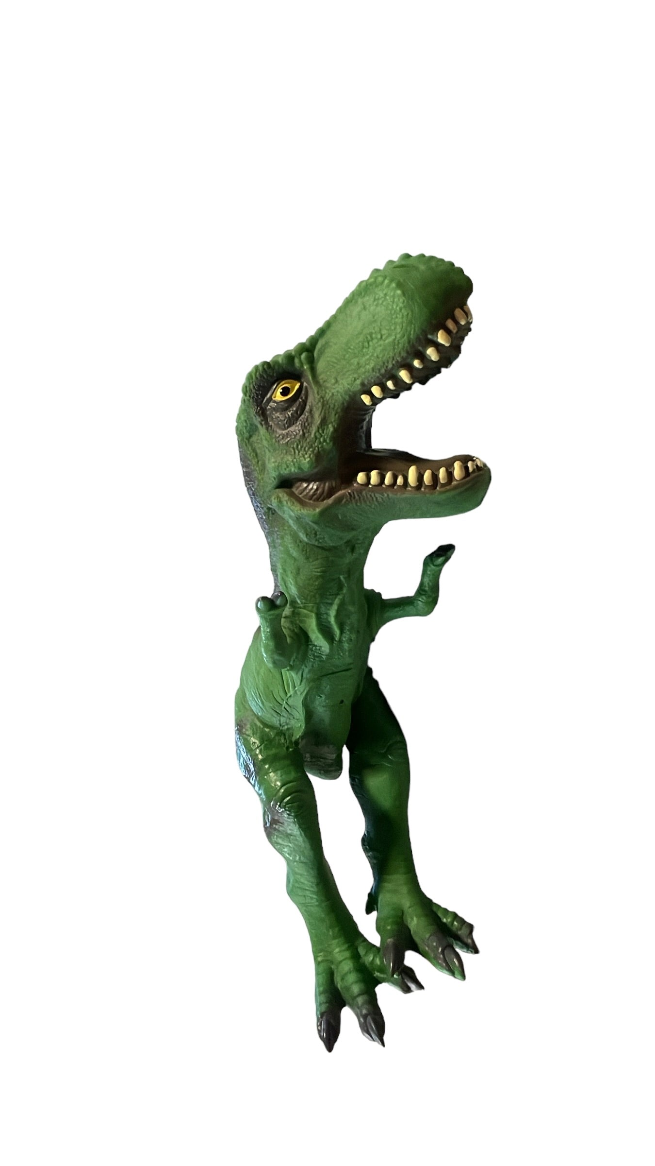 Tyrannosaurus Rex 'Realistic' Dinosaur T-Rex Rubber Toy 14" Tall , 17" Long, Yellow Eyes EUC