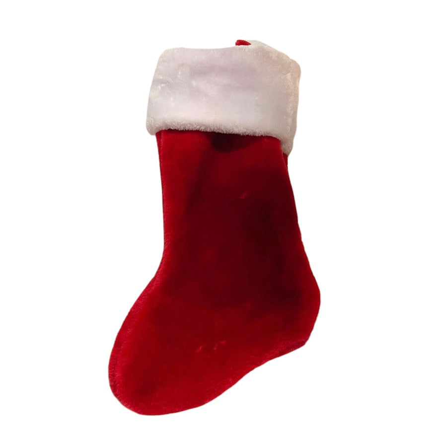 Luxurious Classic Red Plush Christmas Stocking, 18" Long, 10" Foot in GUC